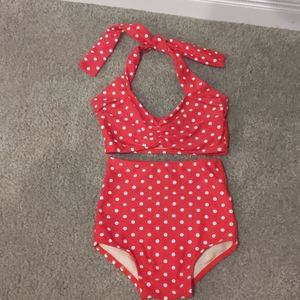 Child high waisted red polkadot bikini